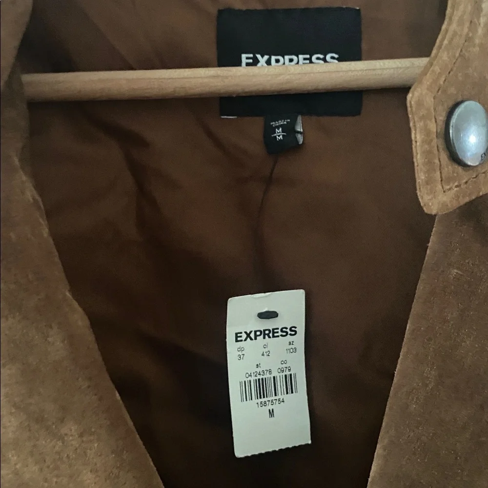 NWT EXPRESS Genuine Suede leather Peccary Quilted Biker Jacket size M